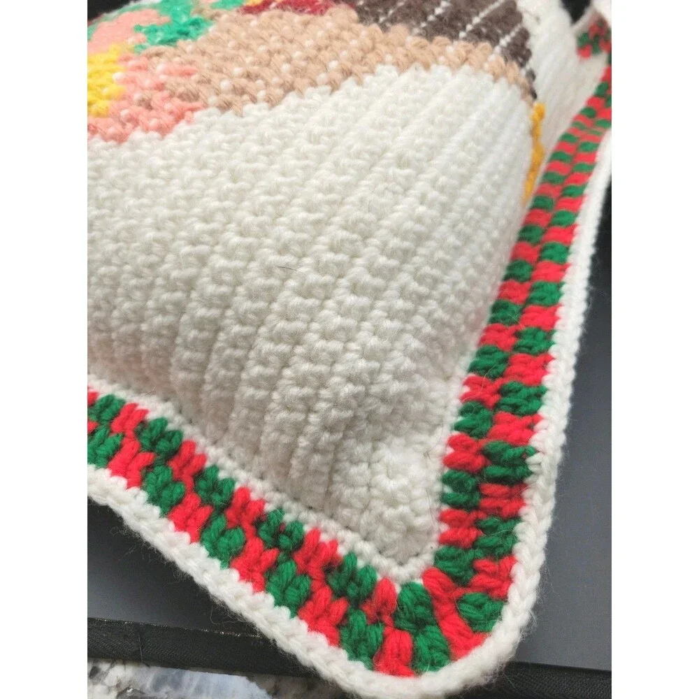 Vintage Handmade Crocheted Rooster Pillow 17